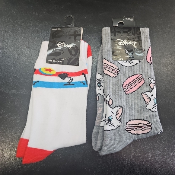 Disney Other - NWT 2 Pairs Women's Disney Crew Socks Aristocats & Toy Story Hot Topic Size 9-11
